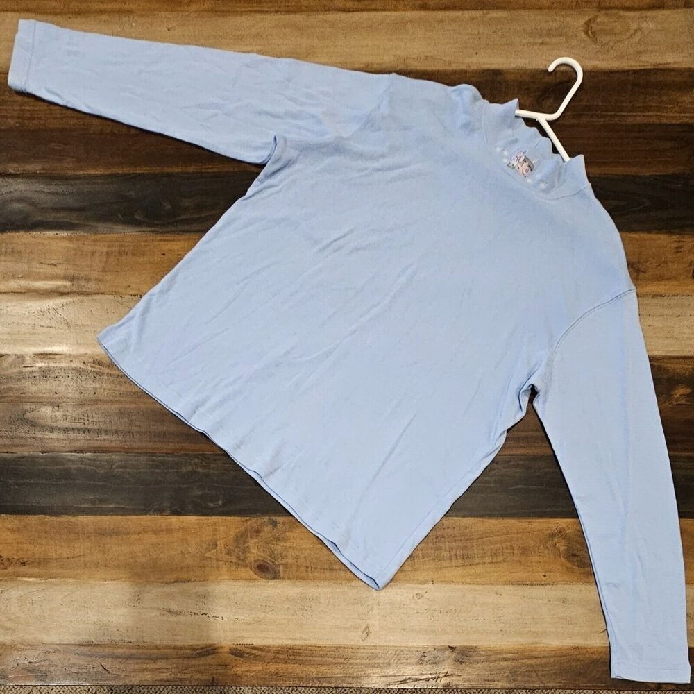 Vintage Tabi International Sweater Mock Embroidered Snowman Blue Long Sleeve XXL